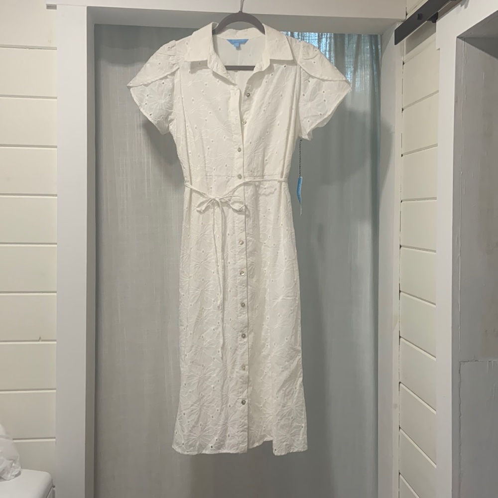 NWT Draper James RSVP Button Front Eyelet Midi Dress